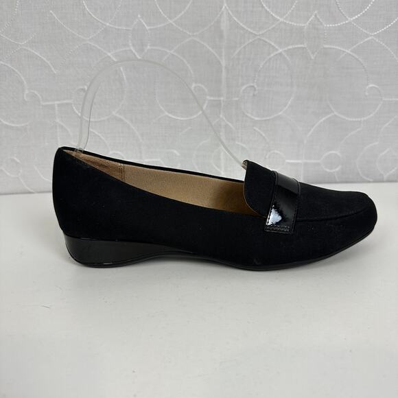 Abella Desiree Women’s Shoes Size 7.5 Black Wedge Slip-On Round Toe Loafers NEW - Picture 1 of 10